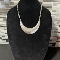 Statement Aged Silver Tone Necklace