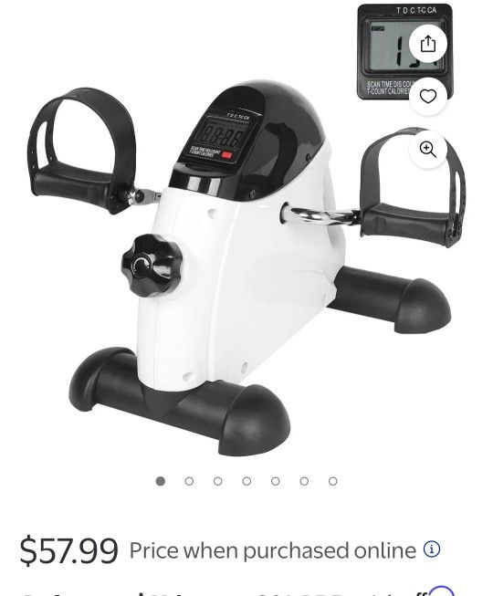 Mini Exercise Bike TODO Pedal Exerciser Foot Peddler Portable Therapy Bicycle with Digital Monitor (Bright White)