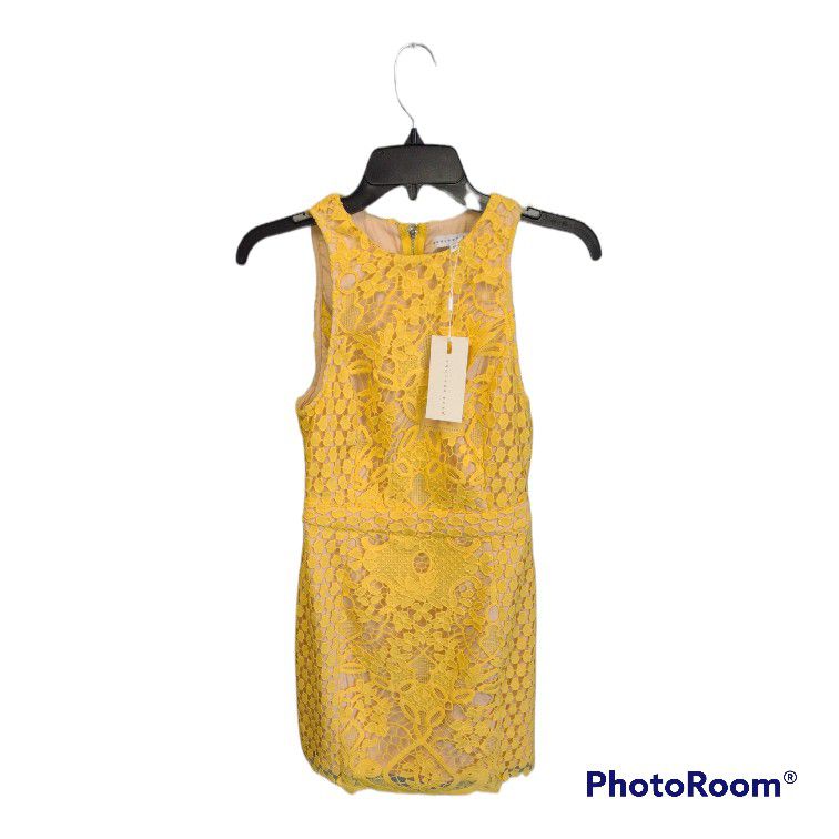 Endless Rose Lace Overlay Dress size XS color Yellow