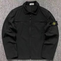 Stone Island Black Zip Up Lapel Jacket