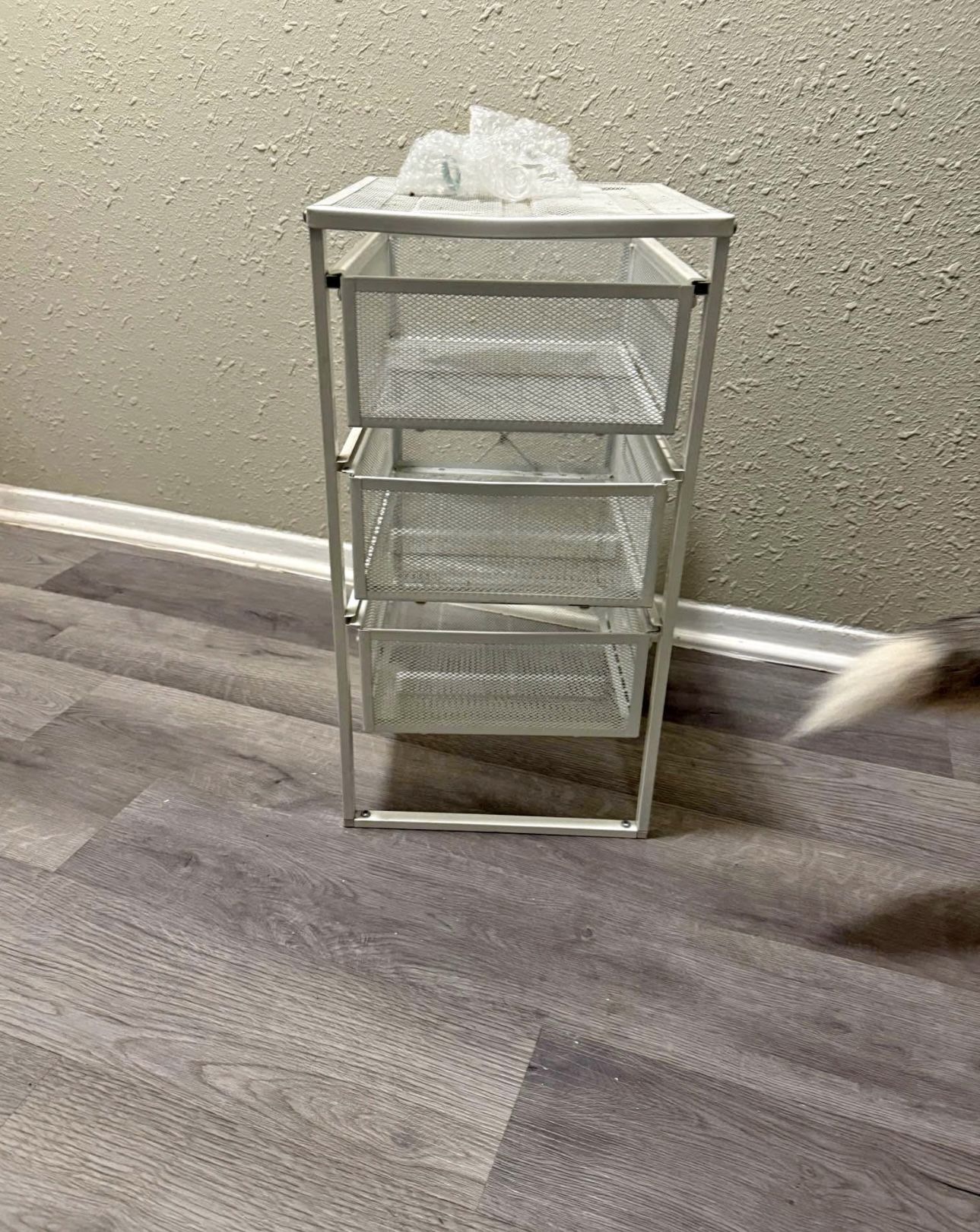 White 3-Drawer Mesh Storage Organizer – Compact & Durable
