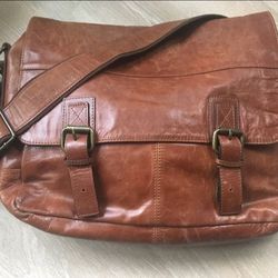 Unisex Vintage Fossil Large Messenger Bag