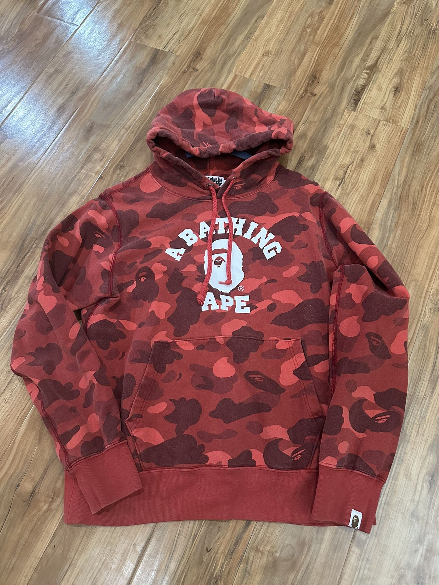 Bape Red Camo Pullover Hoodie Size Medium