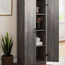 $140- (firm on price) Beautiful grey (it looks light brown in the pictures, but it is actually gray ) shelf (it is used so not in perfectly flawless c