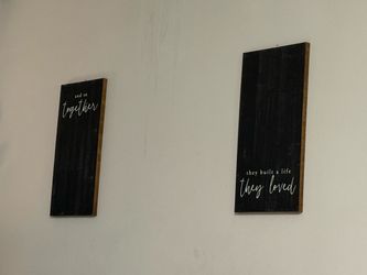Set of 2 Black Wood Quote Wall Signs