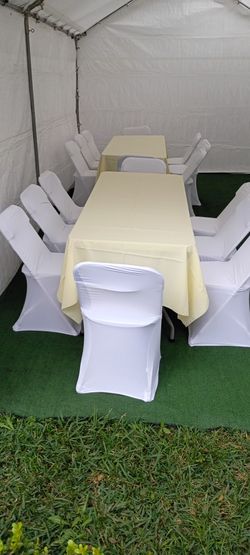 Spandex covers for tables and chairs, tablecloths, artificial grass. ONLY RT