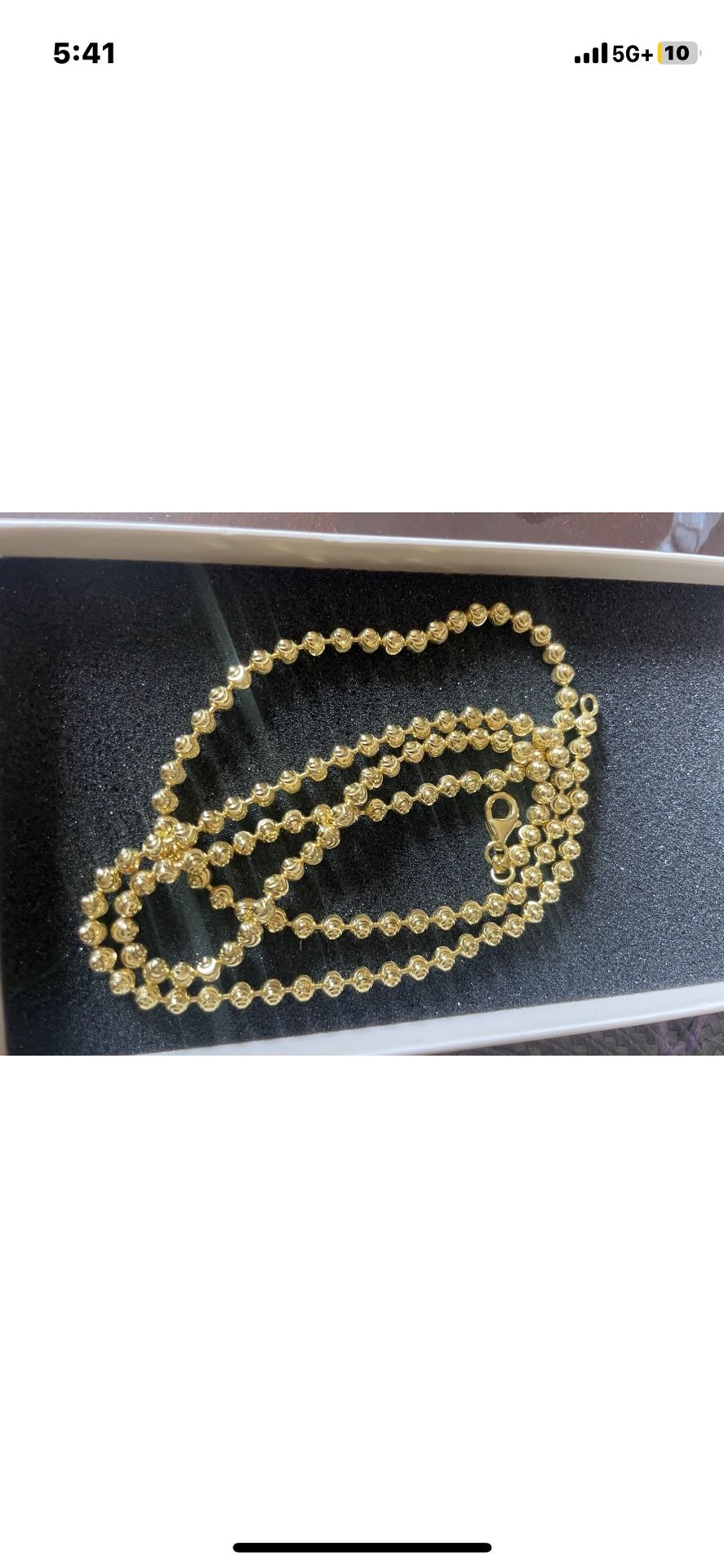 14K Gold Plated Sterling Silver 3MM Moon Cut Bead Ball Chain Necklace 26 In.