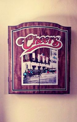 Vintage Cheers Dartboard Cabinet + Halex Competition Board