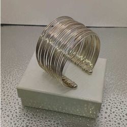 Small silver wire cuff bracelet