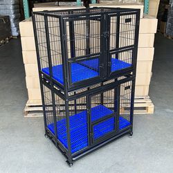(New) $250 Set of (2) Heavy Duty Stackable Dog Cage 37x25x64 inches 