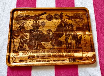 250th USA Anniversary Wooden Serving Platter (Food Safe)
