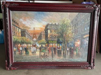 Beautiful Large Paris City with Eiffel view Oil Painting