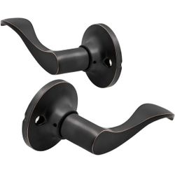 (A72) Berlin Modisch Dummy Lever Door Handle [Pack of Two] for Closets with a Oil Rubbed Bronze Finish, Single Side, Non-Turning Pull Only Classic Ser