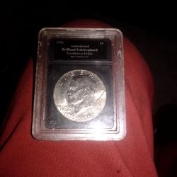 Bicentenial  Eisonhower uncirculated silver dollar. (authenticated)