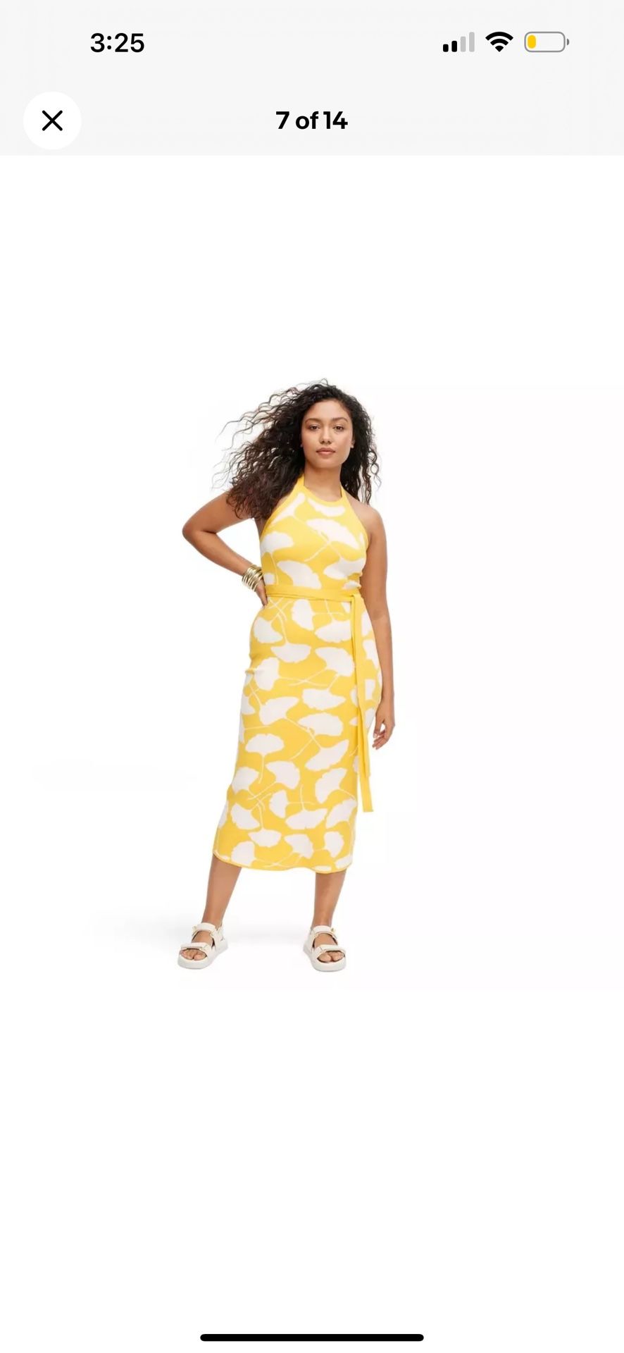 Halter Tie Neck Ginkgo Yellow Sweaterknit Midi Dress DVF X Target NWT