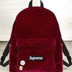 Supreme Velvet Backpack Red Leopard