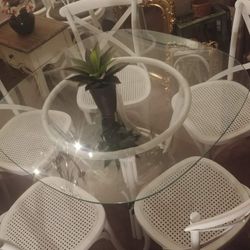 Rattan Table And Came Chairs
