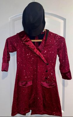 Weissman girls ladies burgundy jazz dance costume with hat. Size small adult SA