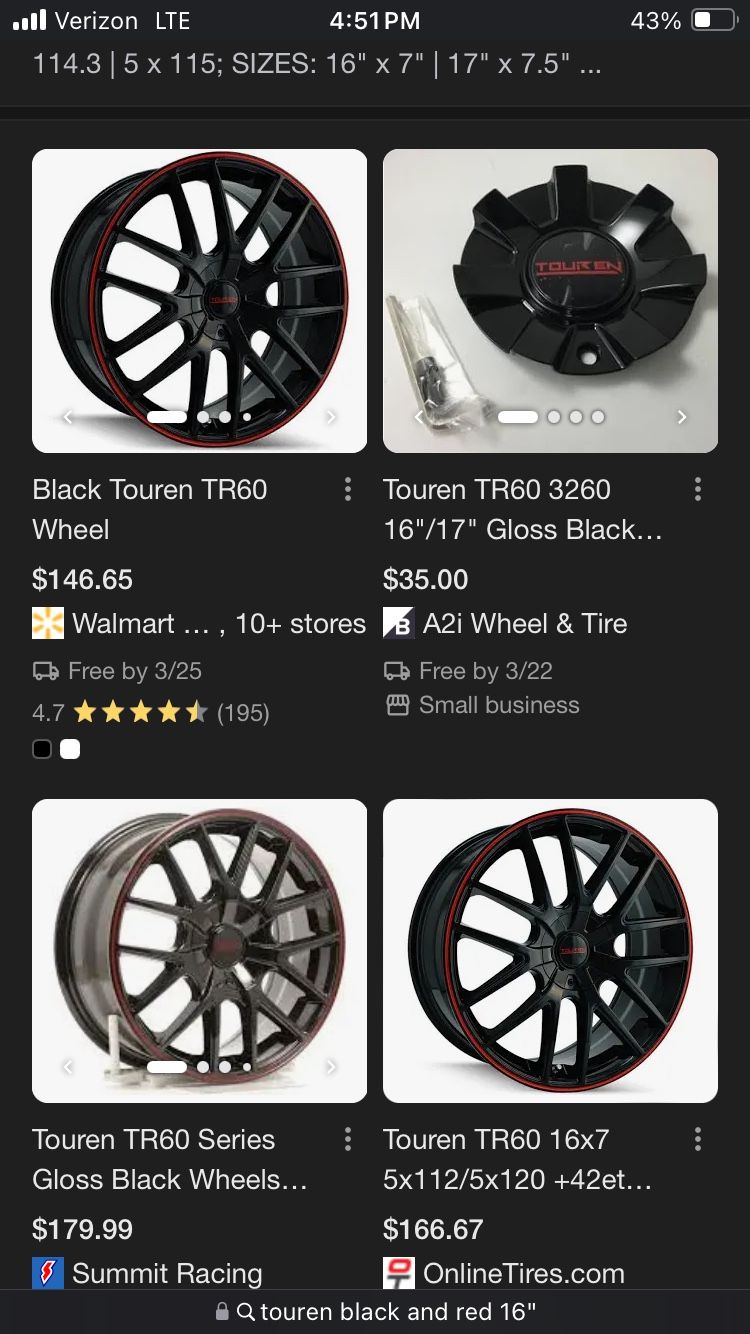 16” 5x108 Bolt Pattern