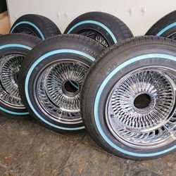 Wirewheels 13x7 All Chrome With Remington 155 80 13 Tires 