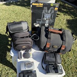 Untested Cameras / Cameras Bags / Camera Vest Bundle - Canon / Olympus / Sony