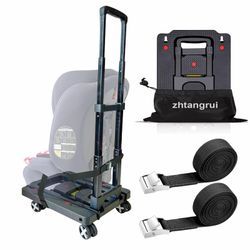 Car Seat Dolly for Airport - CarSeat Roller Cart Wheels for Airplane - Car Seat Travel Cart Carrier with Straps Foldable Luggage Trolley Folding Hand 