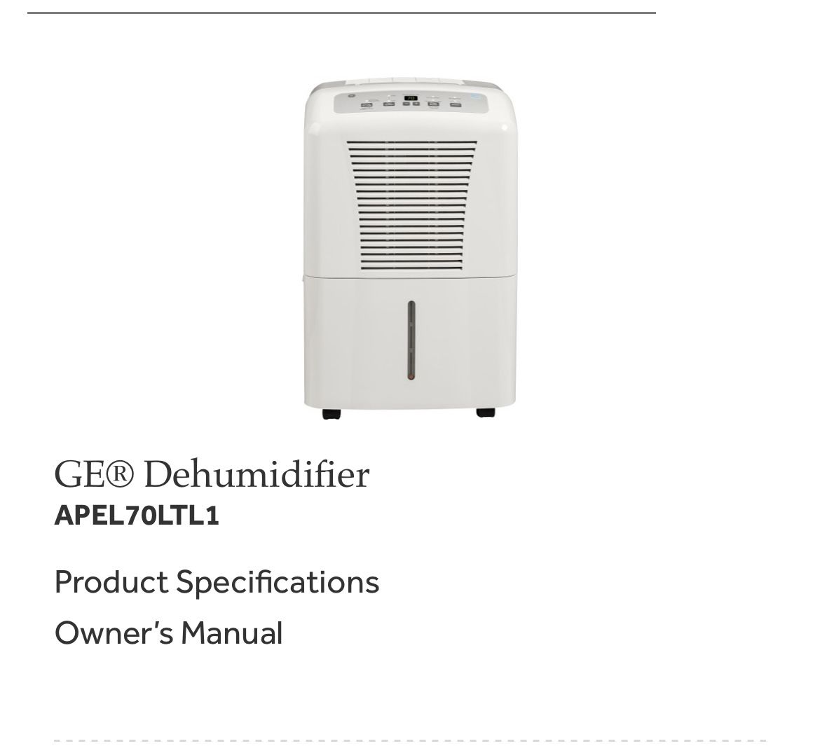 GE Dehumidifier