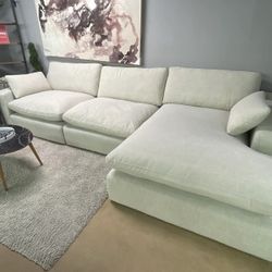 Elyza Linen 3pc Sectional Sofa w/ RAF Corner Chaise