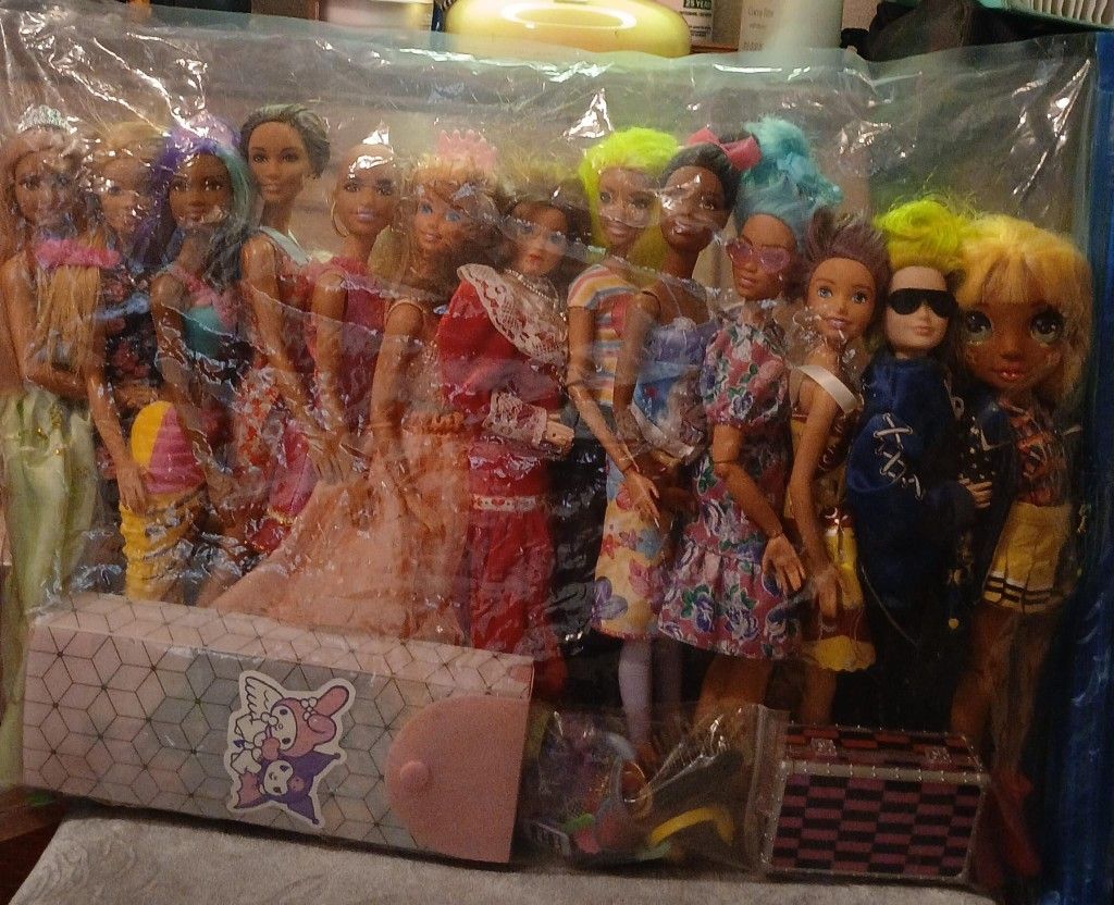set of 13 dolls with accessories