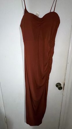 Rust Spaghetti Strap Midi Dress