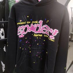 Sp5der Punk Graphic Pullover Hoodie Black Men’s Medium Web Design