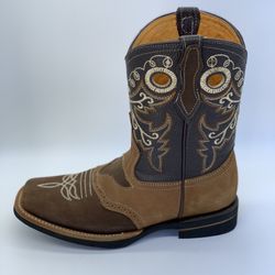 Western Suede Leather Square Toe Boots