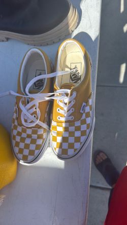 Vans yellow checker print