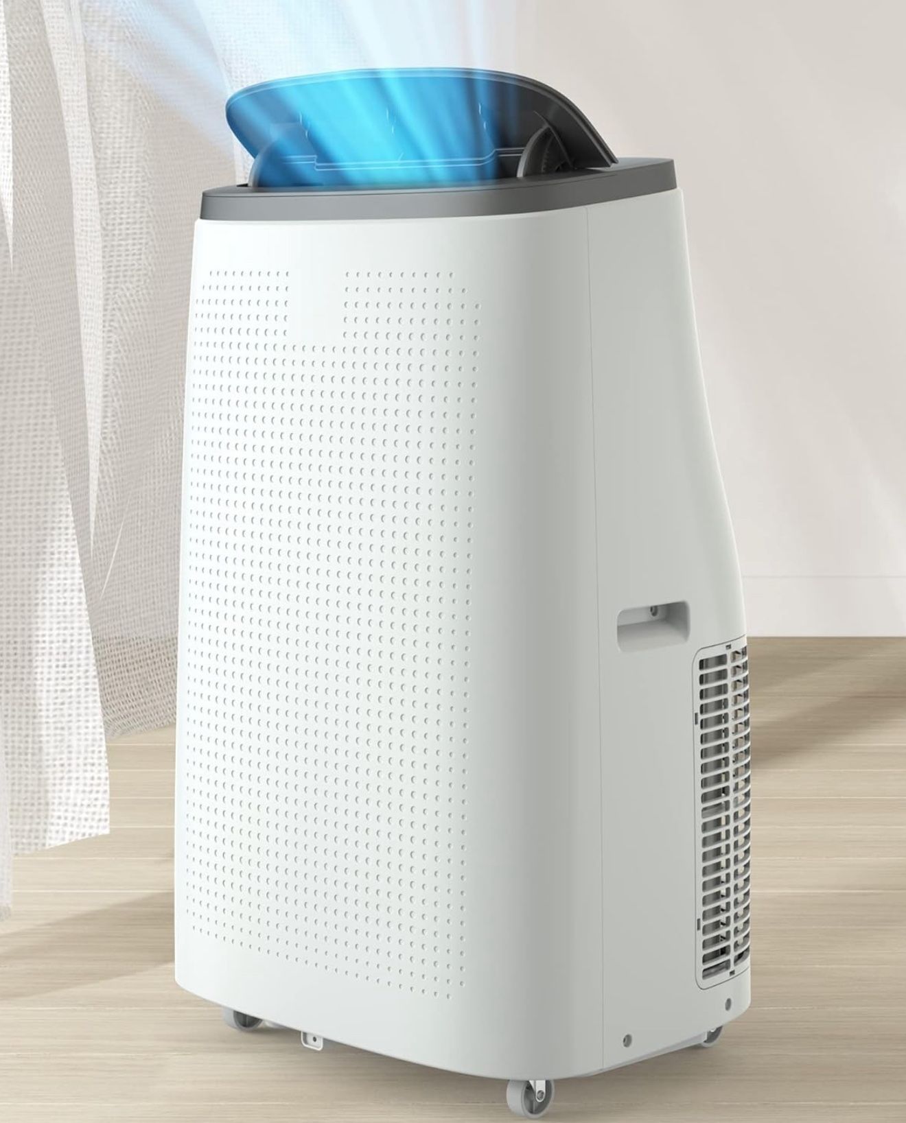 DEXSO Portable Air Conditioner 14,000BTUs, A/C for Rooms up to 750 Sq. Ft, Built-in Dehumidifier, Fan, and Sleep Mode, Includes Remote Control, Reusab