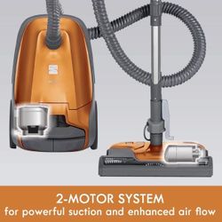 Kenmore 81214 200 Series Pet Friendly Lightweight Bagged Canister Vacuum with HEPA, 2 Motor System, and 3 Cleaning Tools-Orangel