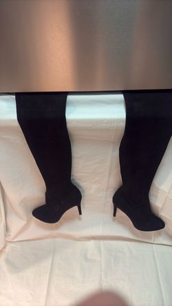 Black Suede Over-the-Knee Stiletto Boots