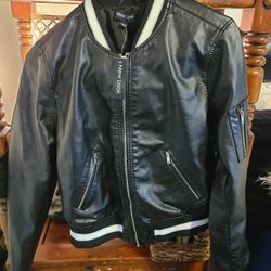 Girls Faux Leather Bomber Jacket