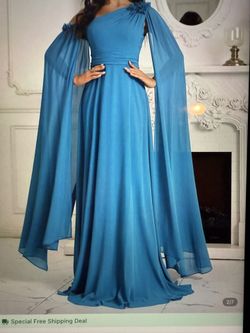 BLUE CHIFFON PARTY DRESS