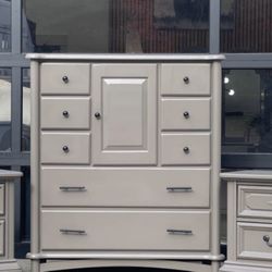 Beige Tall High Boy Dresser