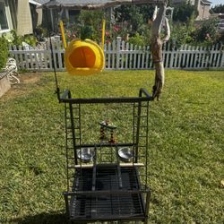 Bird Stand With Feeder Bowls, Hideaway And Toy 