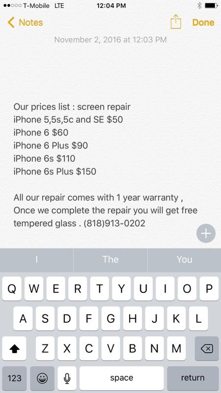 iPhone screen and battery replacement