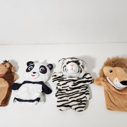 Lion Tiger Panda and Monkey Hand Puppet Baby Kids Soft Doll Plush Toy