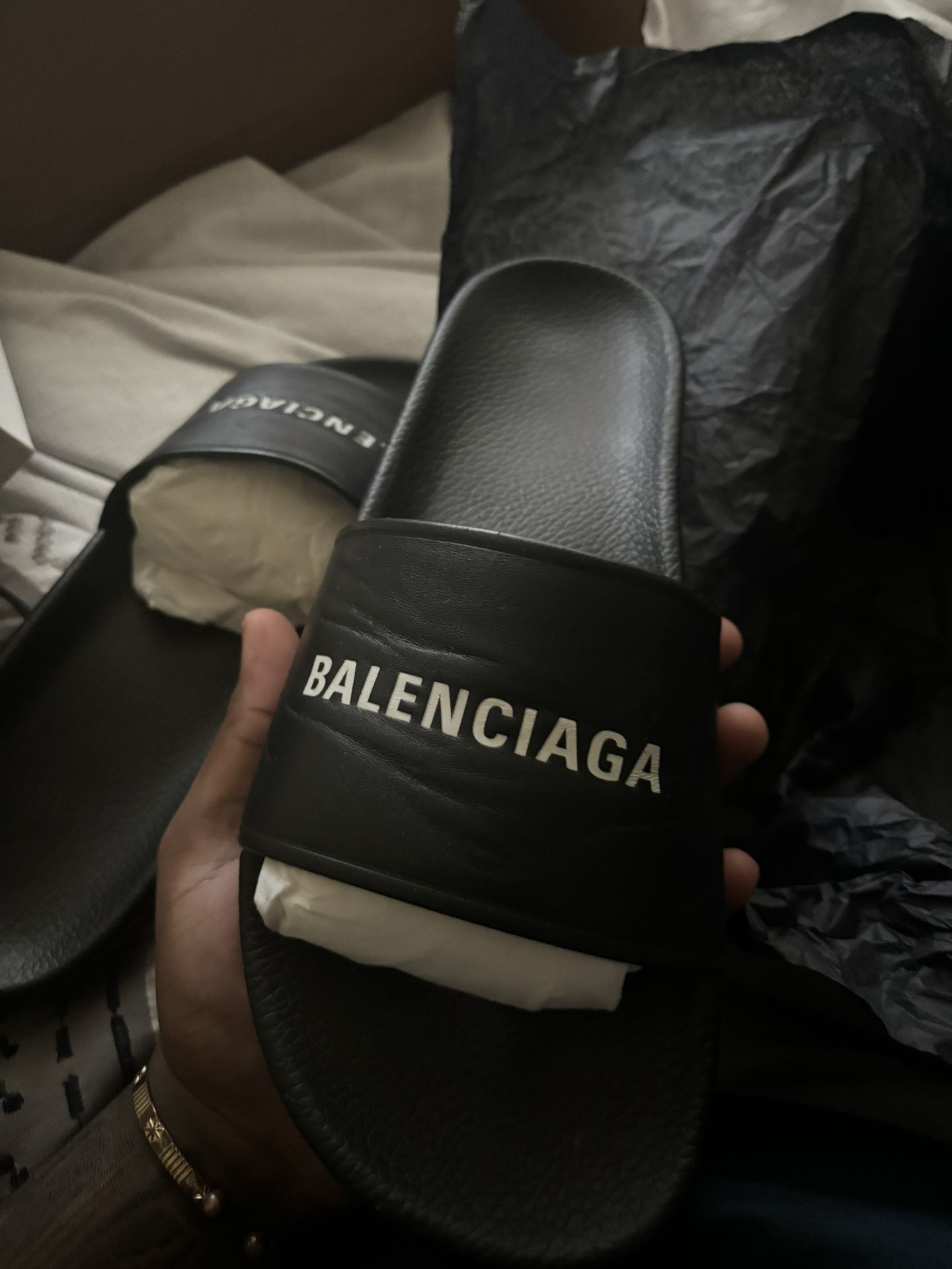 Balenciaga Men’s Leather Slides 