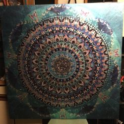 60x60  Beautiful  Butterfly Multi Color , Metal Beaded, Mandala