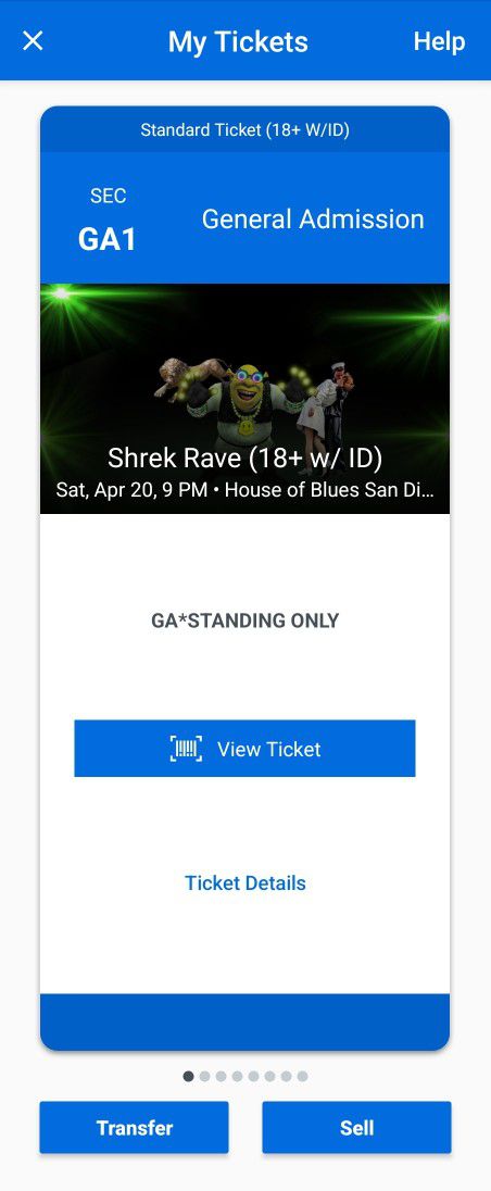 Shrek Rave Tickets. April 20th 9pm @ House Of Blues.