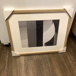 Cropped Black And White Abstract Print With Wooden Frame Home Decor