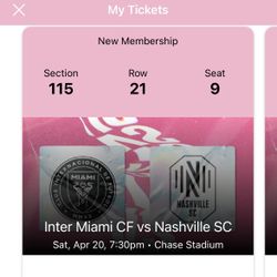 Tickets: Inter Miami Vs. Nashville - Section 115 Row 21