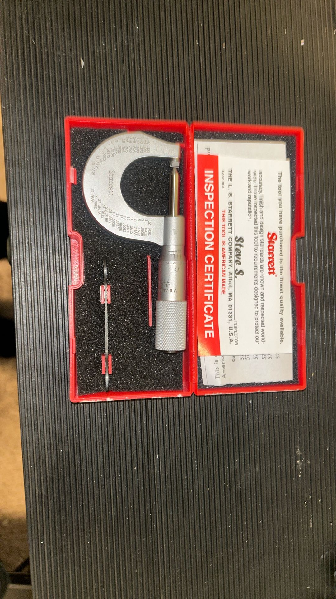 Starrett 0-1 Thread Micrometer