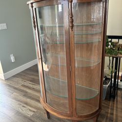 glassware china hutch vintage wood  furniture