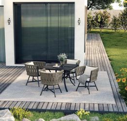 New - Outdoor Dining Set for 4, Patio Dining Chairs  4 Swivel Rope Wicker Chairs Outdoor